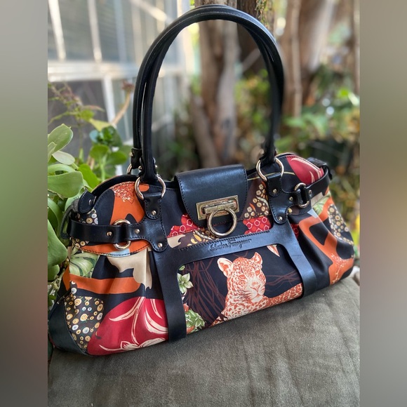Salvatore Ferragamo Savannah Animal Handbag Multi Color